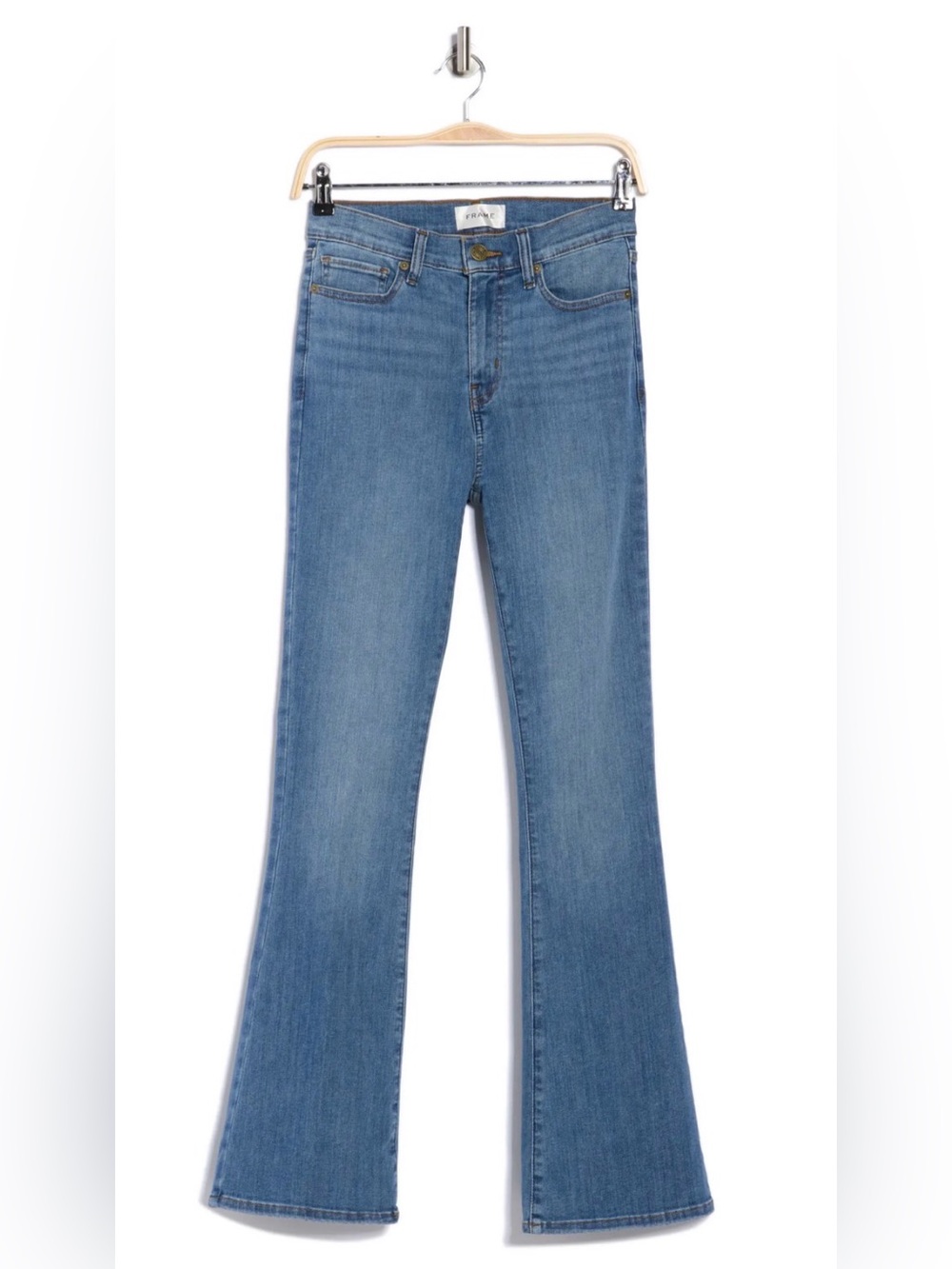 NWT FRAME Le Easy Flare Leg Jeans Size 30 High Rise Stretch Denim Light Wash